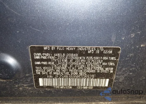 2009 Subaru Forester 2.5X from USA, damaged, VIN JF2SH63699H708929